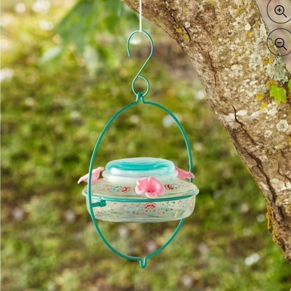 The Pioneer Woman Folk Geo Decorative Glass Top-Fill Hummingbird Feeder: